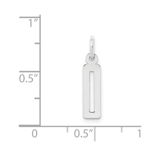 Sterling Silver Rhodium-plated Small Elongated Polished Number 0 Charm