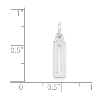 Sterling Silver Rhodium-plated Small Elongated Polished Number 0 Charm