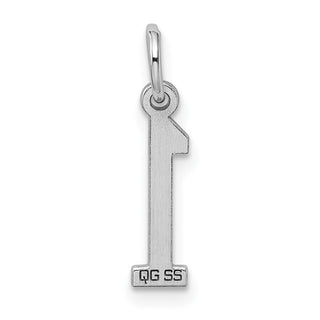 Sterling Silver Rhodium-plated Small Elongated Polished Number 1 Charm