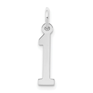 Sterling Silver Rhodium-plated Small Elongated Polished Number 1 Charm