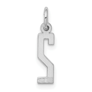 Sterling Silver Rhodium-plated Small Elongated Polished Number 2 Charm