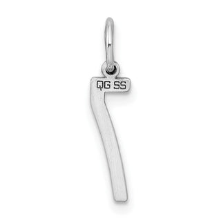 Sterling Silver Rhodium-plated Small Elongated Polished Number 7 Charm