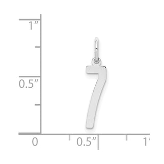 Sterling Silver Rhodium-plated Small Elongated Polished Number 7 Charm
