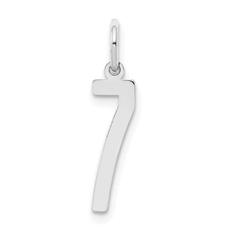 Sterling Silver Rhodium-plated Small Elongated Polished Number 7 Charm