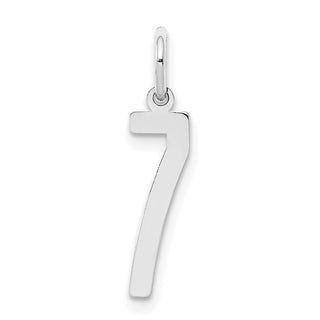 Sterling Silver Rhodium-plated Small Elongated Polished Number 7 Charm