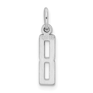 Sterling Silver Rhodium-plated Small Elongated Polished Number 8 Charm