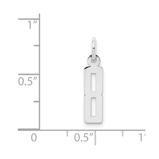 Sterling Silver Rhodium-plated Small Elongated Polished Number 8 Charm