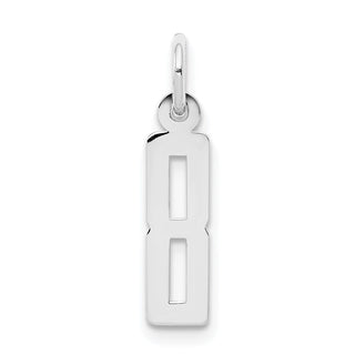 Sterling Silver Rhodium-plated Small Elongated Polished Number 8 Charm