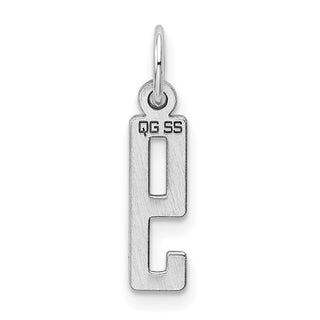 Sterling Silver Rhodium-plated Small Elongated Polished Number 9 Charm