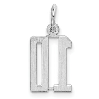 Sterling Silver Rhodium-plated Small Elongated Polished Number 10 Charm