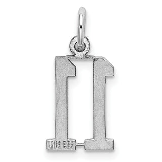 Sterling Silver Rhodium-plated Small Elongated Polished Number 11 Charm