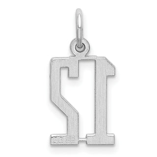 Sterling Silver Rhodium-plated Small Elongated Polished Number 12 Charm