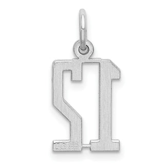Sterling Silver Rhodium-plated Small Elongated Polished Number 12 Charm