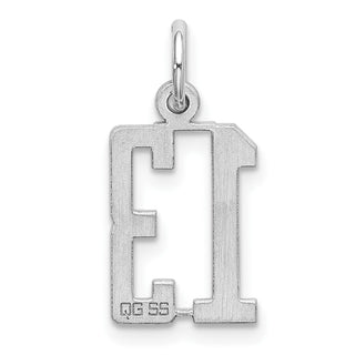 Sterling Silver Rhodium-plated Small Elongated Polished Number 13 Charm