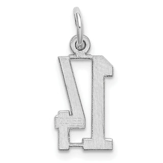 Sterling Silver Rhodium-plated Small Elongated Polished Number 14 Charm
