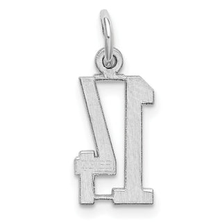 Sterling Silver Rhodium-plated Small Elongated Polished Number 14 Charm