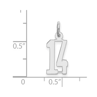 Sterling Silver Rhodium-plated Small Elongated Polished Number 14 Charm