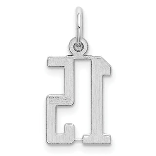 Sterling Silver Rhodium-plated Small Elongated Polished Number 15 Charm