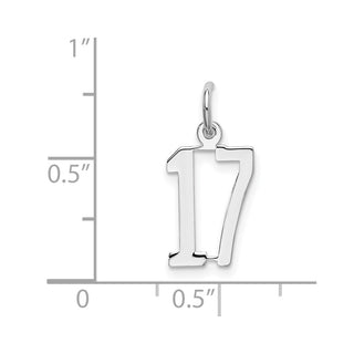 Sterling Silver Rhodium-plated Small Elongated Polished Number 17 Charm