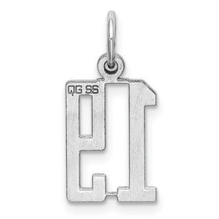 Sterling Silver Rhodium-plated Small Elongated Polished Number 19 Charm