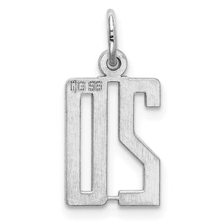 Sterling Silver Rhodium-plated Small Elongated Polished Number 20 Charm
