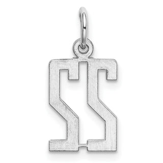 Sterling Silver Rhodium-plated Small Elongated Polished Number 22 Charm