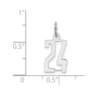 Sterling Silver Rhodium-plated Small Elongated Polished Number 24 Charm