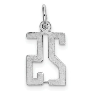 Sterling Silver Rhodium-plated Small Elongated Polished Number 25 Charm