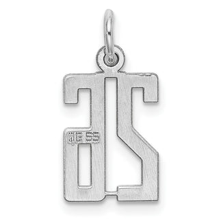 Sterling Silver Rhodium-plated Small Elongated Polished Number 26 Charm