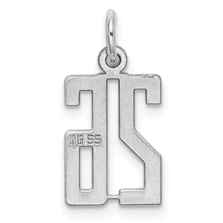 Sterling Silver Rhodium-plated Small Elongated Polished Number 26 Charm