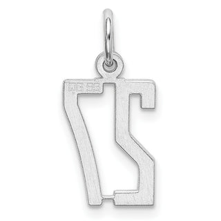 Sterling Silver Rhodium-plated Small Elongated Polished Number 27 Charm
