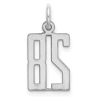 Sterling Silver Rhodium-plated Small Elongated Polished Number 28 Charm