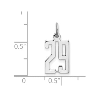 Sterling Silver Rhodium-plated Small Elongated Polished Number 29 Charm