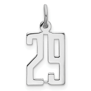 Sterling Silver Rhodium-plated Small Elongated Polished Number 29 Charm