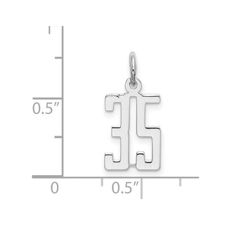Sterling Silver Rhodium-plated Small Elongated Polished Number 35 Charm