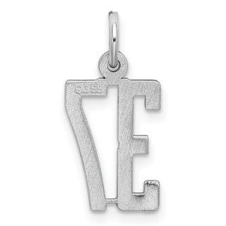 Sterling Silver Rhodium-plated Small Elongated Polished Number 37 Charm
