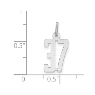 Sterling Silver Rhodium-plated Small Elongated Polished Number 37 Charm