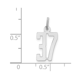 Sterling Silver Rhodium-plated Small Elongated Polished Number 37 Charm
