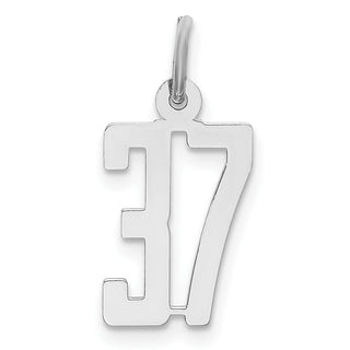 Sterling Silver Rhodium-plated Small Elongated Polished Number 37 Charm