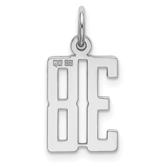 Sterling Silver Rhodium-plated Small Elongated Polished Number 38 Charm