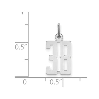 Sterling Silver Rhodium-plated Small Elongated Polished Number 38 Charm