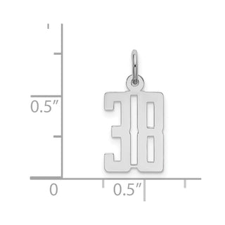 Sterling Silver Rhodium-plated Small Elongated Polished Number 38 Charm