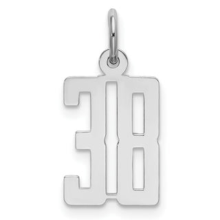 Sterling Silver Rhodium-plated Small Elongated Polished Number 38 Charm