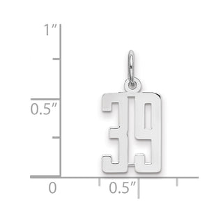 Sterling Silver Rhodium-plated Small Elongated Polished Number 39 Charm