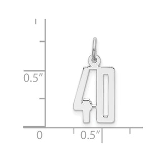 Sterling Silver Rhodium-plated Small Elongated Polished Number 40 Charm