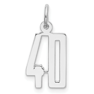 Sterling Silver Rhodium-plated Small Elongated Polished Number 40 Charm