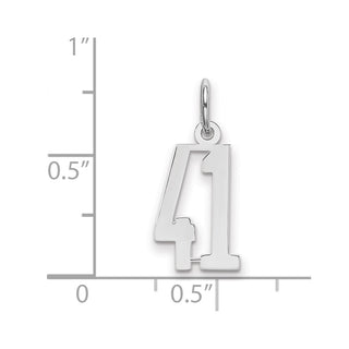 Sterling Silver Rhodium-plated Small Elongated Polished Number 41 Charm