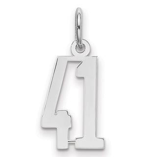 Sterling Silver Rhodium-plated Small Elongated Polished Number 41 Charm