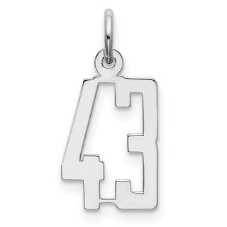 Sterling Silver Rhodium-plated Small Elongated Polished Number 43 Charm