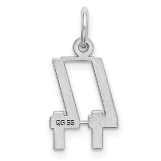 Sterling Silver Rhodium-plated Small Elongated Polished Number 44 Charm